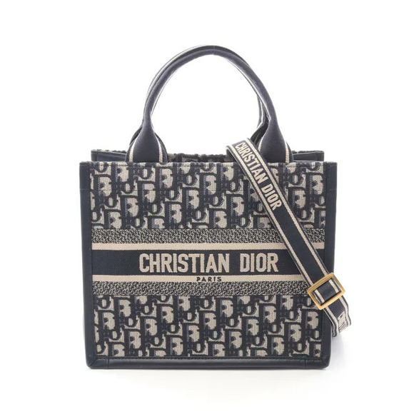 Dior Handbags - Dior BOOK TOTE Oblique Bag Canvas Leather Navy Blue